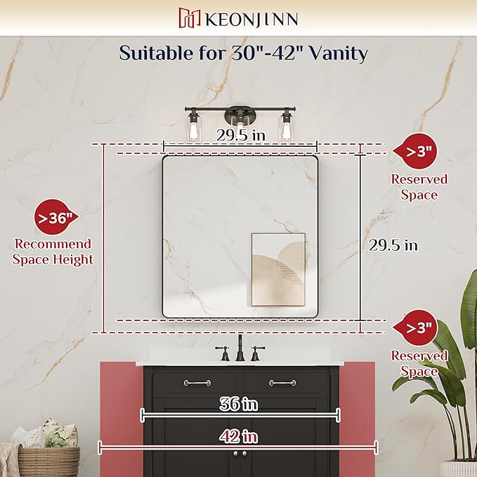 Keonjinn Gold Bathroom Mirror for Over Sink, Large Rounded Rectangle Gold - Image 5
