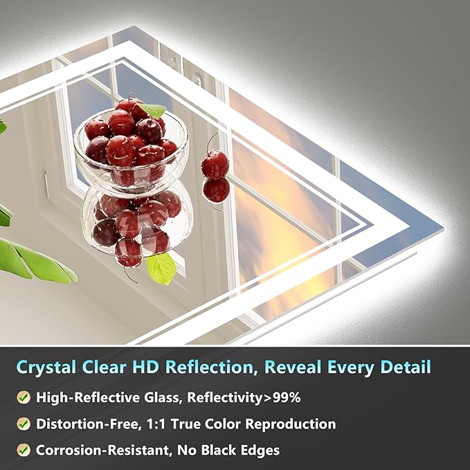 60x36 LED Bathroom Mirror with Lights, Backlit and Front Lit Anti-Fog Lighted - Image 8