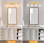 4-Lights Gold Bathroom Vanity Light Over Mirror, Brushed Gold Bathroom Wall - Image 6