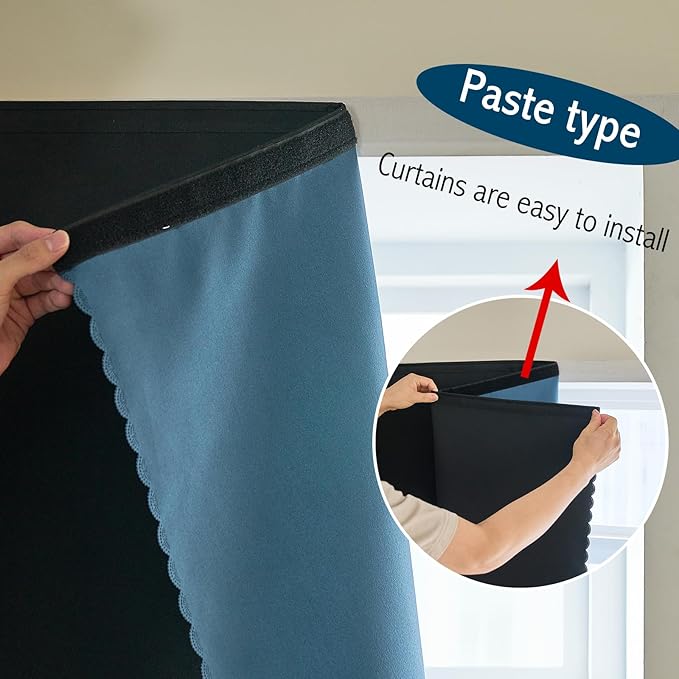 AJAZZ 100% Blackout Shades Window Cover Self Adhesive Curtains Sticky Curtain - Image 6