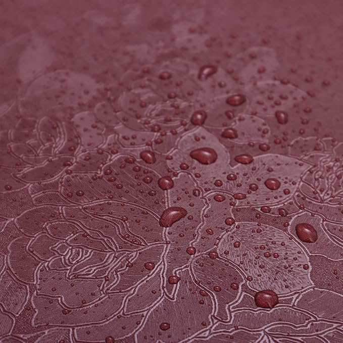 Erfoni 197"x17.7" Vintage Dark Red Wallpaper Thicken Floral Embossed Contact - Image 7