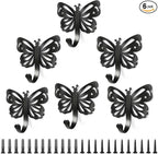 Butterfly Coat Hooks For Wall, Heavy Duty 20LB Black Coat Hooks & Towel Hooks by midukit