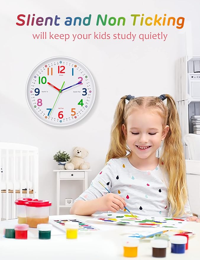 Silent Kids Wall Clock – Non-Ticking, Battery-Powered - Image 3