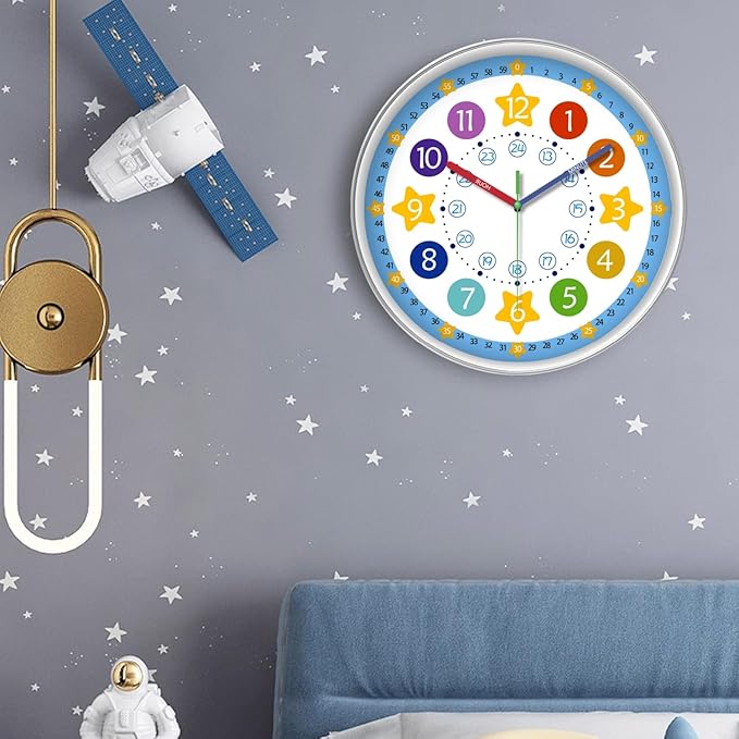 XFM Large Kids Wall Clock 16 Inch Silent Non Ticking Quartz Battery Operated - Image 2