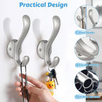 4 Pack Coat Hooks Wall Mount Heavy Duty Utility Retro Double Hooks - Image 8