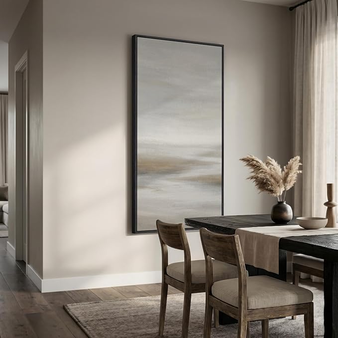 Large Framed Neutral Abstract Wall Art, Modern Vertical Canvas Prints Paintings - Image 2