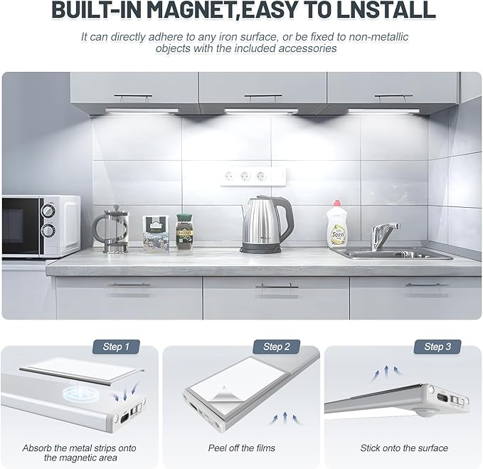 6 Pack Under Cabinet Lights Wireless, 32 LED Motion Sensor Light Indoor - Image 6