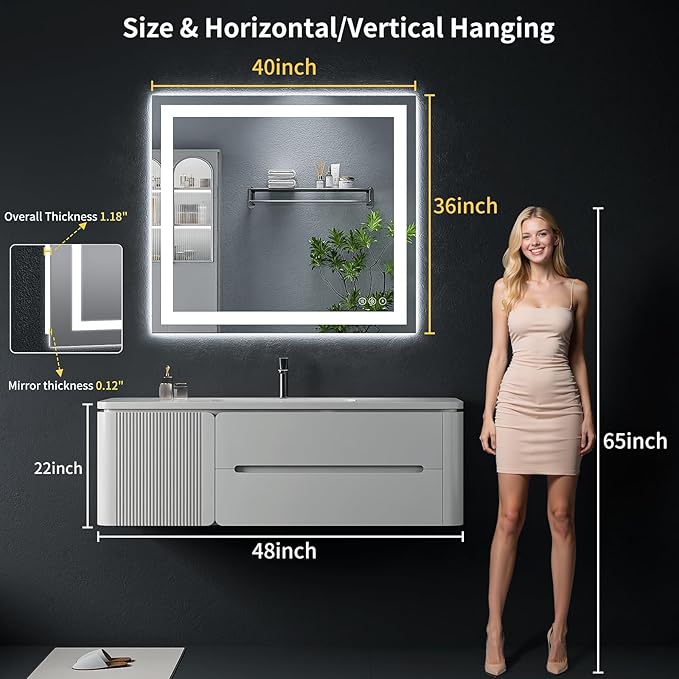 40"x36" LED Bathroom Mirror - Image 9