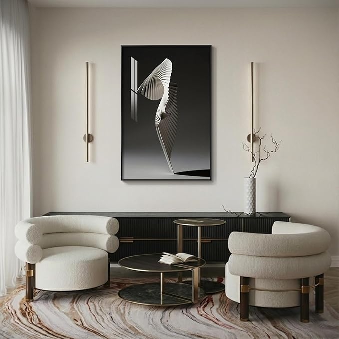 Framed Black and White Abstract Wall Art, Modern Elegant Large Prints Paintings - Image 4