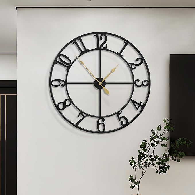 LEIKE Extra Large Wall Clocks, Silent Little Ticking, Battery Operated Vintage - Image 2