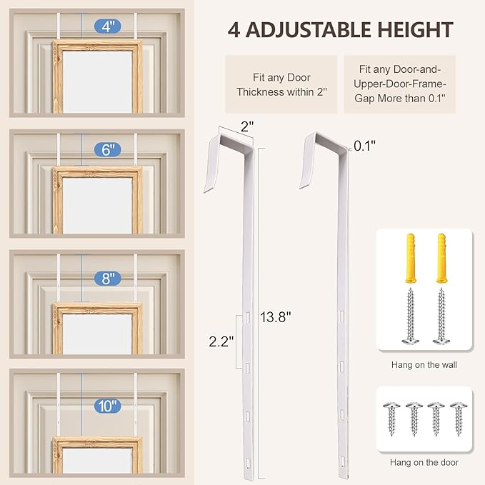 48"x14" Door Mirror, Rustic Full Length Mirror, Over The Door Hanging Mirrors - Image 5
