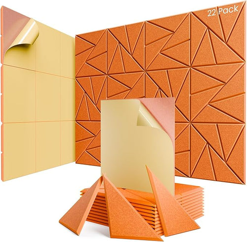 22 Pack Acoustic Panels with Self-Adhesive, Sound Panels High Density, by ROOME