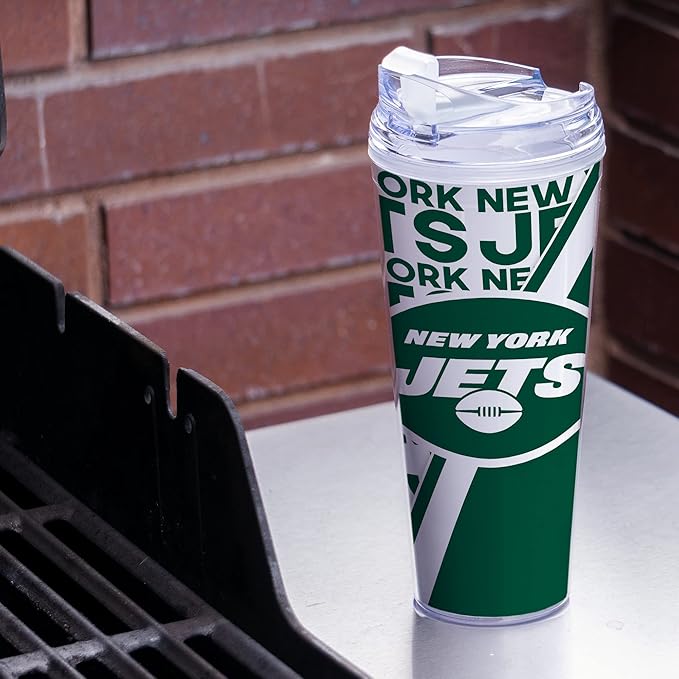 NFL Football 24oz Acrylic Tumbler with Hinged Lid, Officially Licensed Double Wall Tumbler for NFL Fans