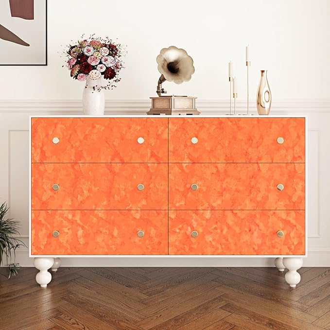 Wallercity Orange Self Adhesive Velvet Drawer Liner Soft Flocked Fabric - Image 4