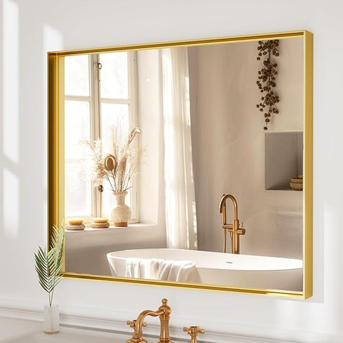 36x30 Inch Gold Bathroom Mirrors by Dimelax