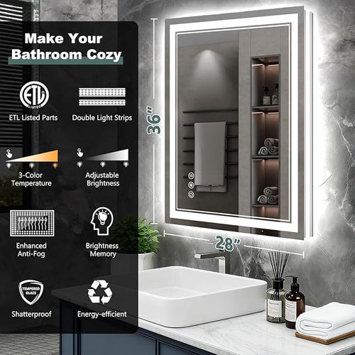28x36Inch LED Bathroom Mirror - Image 2