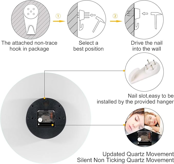 VIKMARI 12 Inch Modern Wall Clock, Aesthetic Black and Gold Decor Accessories - Image 5