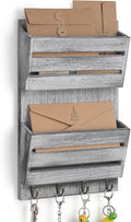 BTY Mail Sorter Wall Mounted, Wooden Mail Holder by BTY