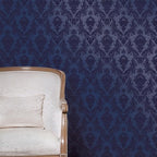 Tempaper Textured Metallic Blue Damsel Removable Peel and Stick Damask Wallpaper - Image 7