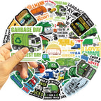 Garbage Truck Stickers 50Pcs Waterproof Cartoon Cute Trash Truck Stickers for Water Bottle Scrapbook Bumper Laptop Luggage Skateboard Cars Bike Guitar,Vinyl Funny Garbage Truck Sticker for Teens Boys