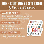 (3 Pack) Christian Stickers - Let Your Light Shine Matthew 5:16 - Bible Verse Waterproof Vinyl Decals for Tumblers, Laptops, Water Bottles, Scrapbooks – 3" x 2.3"