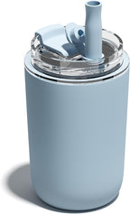 10 oz Insulated Coffee Tumblers, Travel Coffee Tumblers with Straw, Double-Wall Stainless Steel Tumbler, Leak Proof Tumbler, Reusable Cups with Lids for lced and Hot Drinks (Blue)