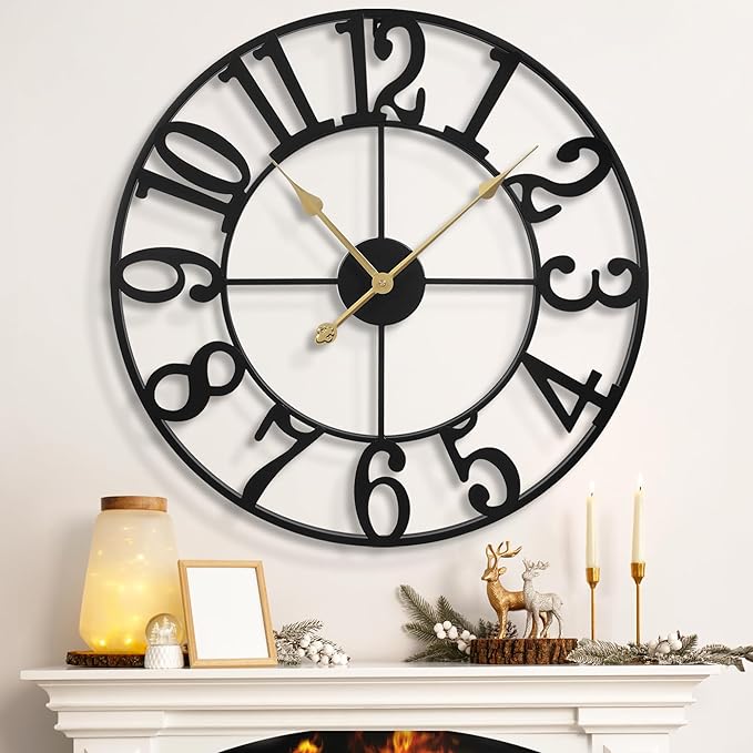 LEIKE Large Wall Clocks for Living Room, Non Ticking, Battery Operated - Image 8