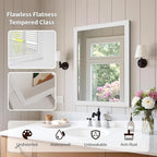 White Grey Wood Effect Framed Wall Mirror, 22x30 Rectangle Mirror, - Image 7