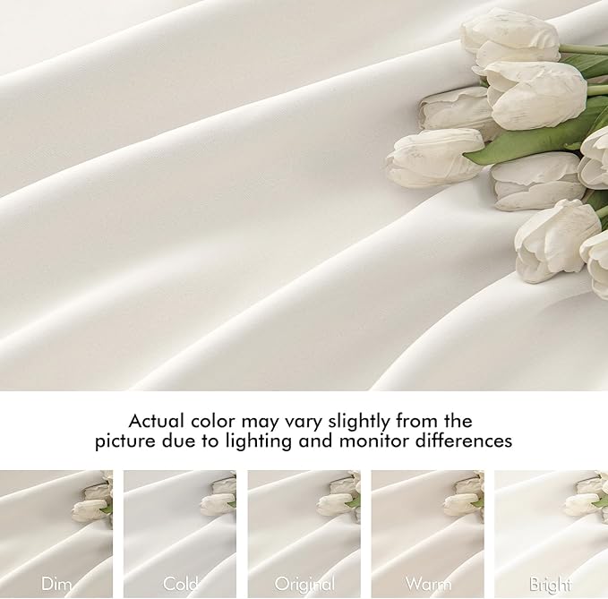 MIULEE Ivory Back Tab Blackout Curtains 63 Inch Length 2 Panels Set - Image 8