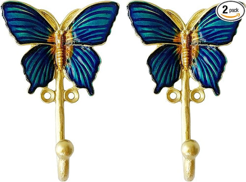 2 Pack Decorative Wall Hooks, Vintage Butterfly Shaped Metal Wall Hook by Pasiir