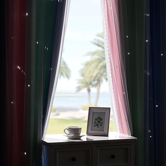XiDi Curtains for Bedroom Decor, Rainbow Pink GreenBlue52/96/1 - Image 5