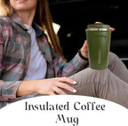 YINBAOGE Insulated Travel Coffee Mug, Spill & Leak Proof, Portable To Go Camping Stainless Steel Coffee Tumbler, Reusable Thermal Coffee Cup with Lid for Hot & Cold Drinks (2nd-Green, 17 OZ)