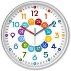 XFM Colorful Kids Wall Clock for Bedroom 14 Inch Round Learning Clock by XFMWallClock