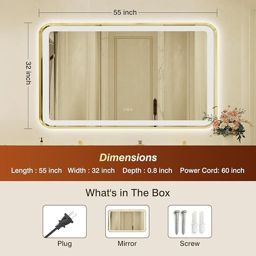 32x55 Inch LED Bathroom Mirror - Image 2