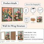 Framed Mexican Cactus Canvas Wall Art Set of 2, Vintage Desert Floral Wall - Image 6