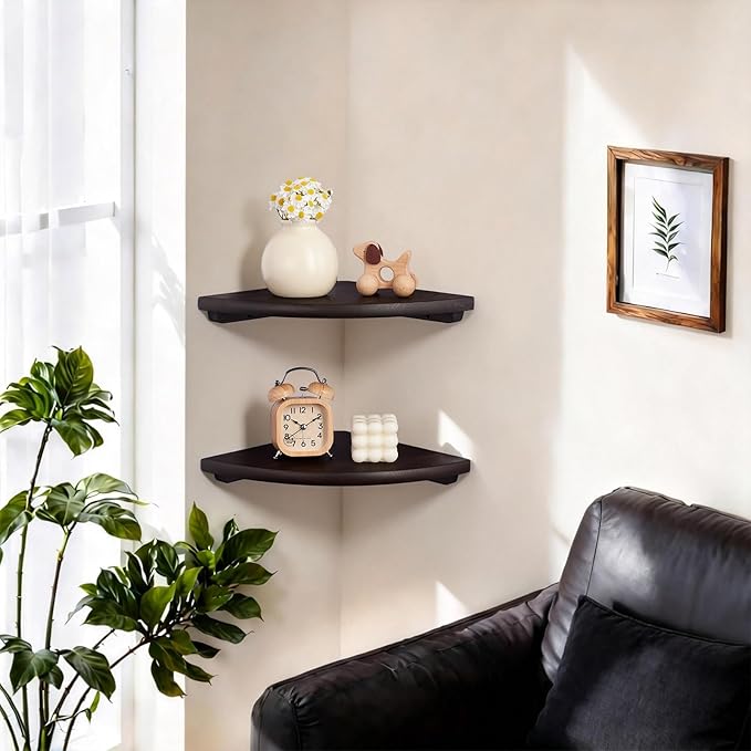 Gieanoo Corner Wall Shelf, 9inch Solid Oak Wood Floating Corner Shelf - Image 8