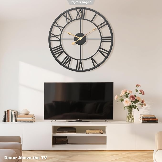 Pytha Sight 24 Inch Large Oversized Farmhouse Modern Decorative Wall Clock - Image 9