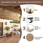 Blackout Bamboo Roller Shades for Outdoor Patio Reed Roll Up Blinds 24" 36" 48" - Image 5