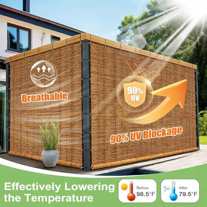 Bamboo Roman Shades for Windows 27 inch 30 inch 34 inch 46 inch Cordless Bamboo - Image 4