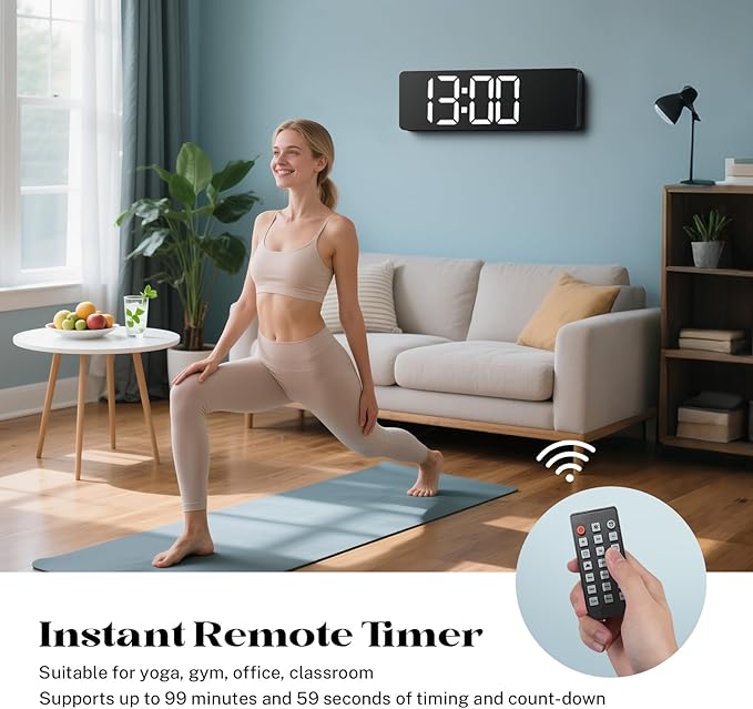 Digital Wall Clocks for Classroom, Temperature, Night Light for Living Room - Image 6