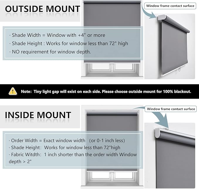 AOSKY Cordless Roller Shades Blackout Blinds - Image 7