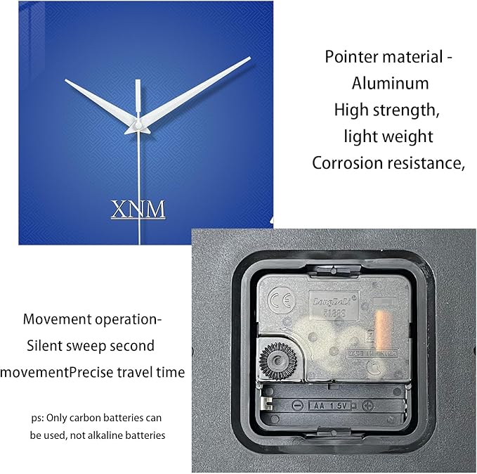 XNM Big Minimalist Glass Wall Clocks Battery Operated 16 Inch Blue Modren Wall - Image 7