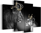 Large 4 Panel Wall Decor The Lion King and Queen by iKNOWFOTO