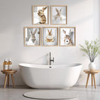 Vodefoad Funny Bunny Bathroom Wall Art 5pcs Bundle Easter Rabbit Posters Animal - Image 2