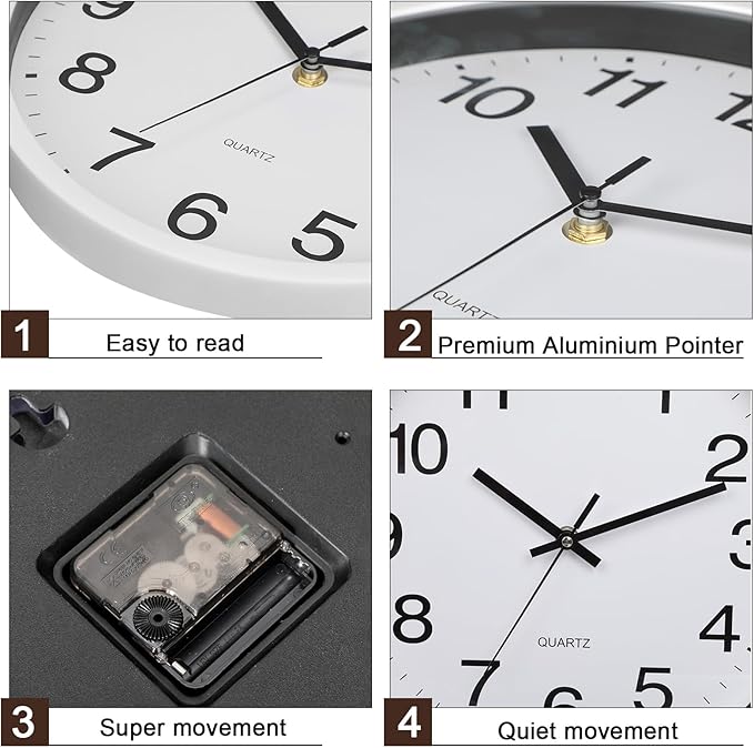 Inbagi 8 Pcs Wall Clock Large Silent Battery Operated Wall Clocks Modern Non - Image 2