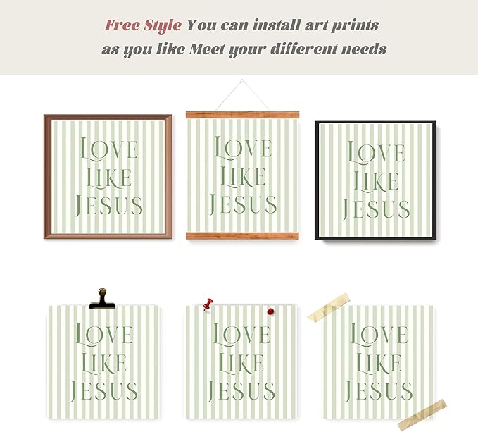 LARTSFRO Coquette Sage Green Bow Jesus Wall Art Decor Posters, Inspirational - Image 4