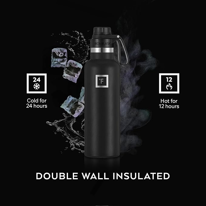 IRON °FLASK Camping & Hiking Hydration Flask with Spout, BPA-Free Insulated Stainless Steel Sports Water Bottle - 24 oz Sage