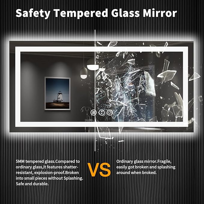 LOAAO 55X30 LED Bathroom Mirror - Image 8