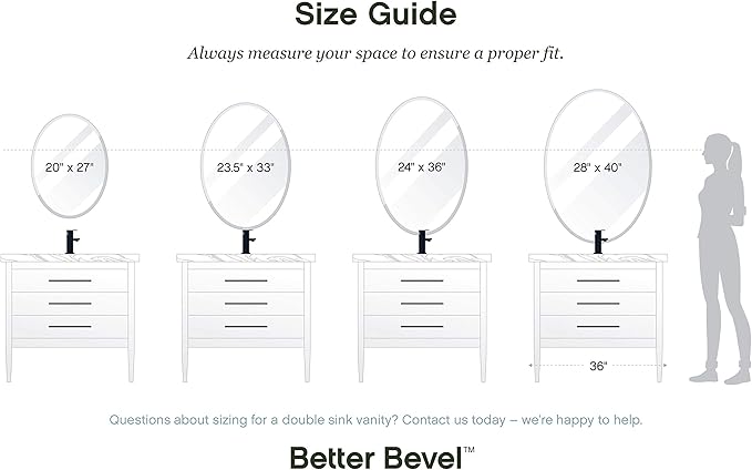 Better Bevel Frameless Oval Mirror, 23.5" x 33" Bathroom Wall Mirror w/Beveled - Image 6