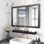 Bathroom Mirrors 40x24 Inch for Wall, Modern Rectangle Black Frame Wall Mounted by Unknown